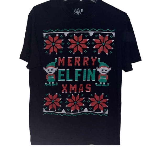 Jem Collective Graphic Tee Mens LG Short Sleeve Crew Neck Ugly Christmas Shirt - Picture 2 of 5